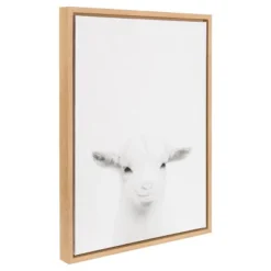 24" X 18" Baby Goat Framed Canvas Art Natural - Uniek