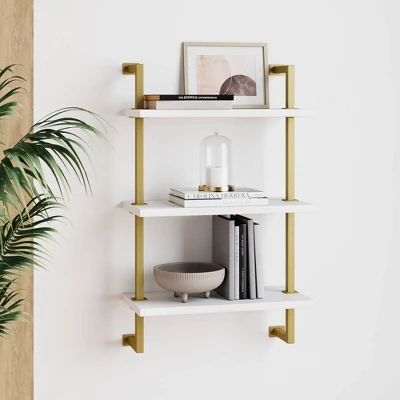 Theo Floating Shelf Gold/White - Nathan James