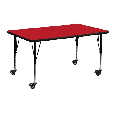 Flash Furniture Mobile 24''W X 48''L Rectangular HP Laminate Activity Table - Height Adjustable Short Legs - Image 5