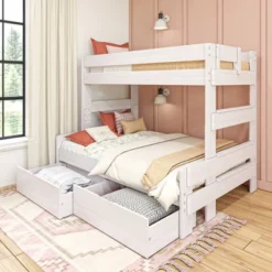Max & Lily Farmhouse Twin Over Full Bunk Bed With Storage Drawers