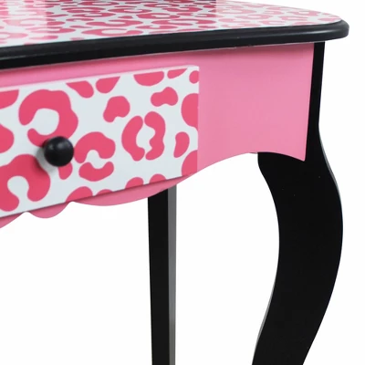 Fashion Leopard Prints Gisele Play Wooden Vanity Set Pink / Black - Teamson Kids - Image 4