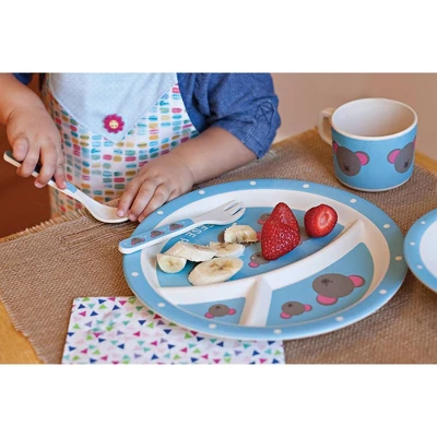 5pc Bamboo Fiber Mouse Dinnerware Set Blue - Red Rover - Image 3