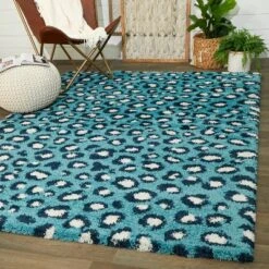 Alma Leopard Print Shag Kids' Rug - Balta Rugs