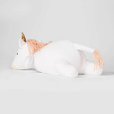 Unicorn Weighted Plush Kids' Throw Pillow White/Blush - Pillowfortâ˘