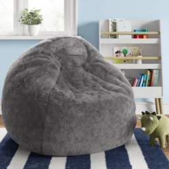 XL Fuzzy Kids' Bean Bag Gray - Pillowfort™