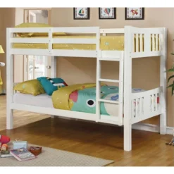 HOMES: Inside + Out Twin Over Twin Kids' Clare Bunk Bed White - IoHOMES