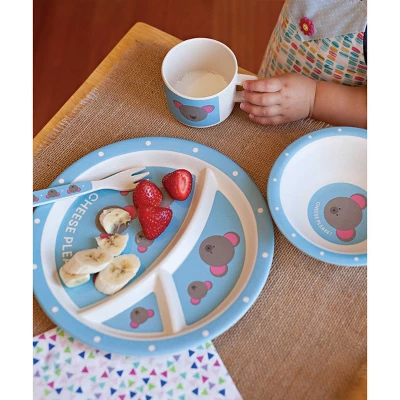 5pc Bamboo Fiber Mouse Dinnerware Set Blue - Red Rover - Image 5