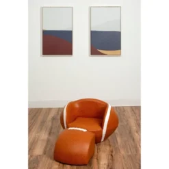 Upholstered Football Chair With Pull Out Ottoman - Gift Mark