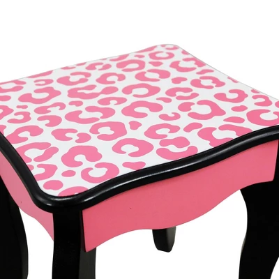 Fashion Leopard Prints Gisele Play Wooden Vanity Set Pink / Black - Teamson Kids - Image 7