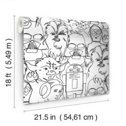 Star Wars Saga Line Sketches Peel And Stick Wallpaper Gray - RoomMates