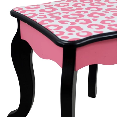 Fashion Leopard Prints Gisele Play Wooden Vanity Set Pink / Black - Teamson Kids - Image 8